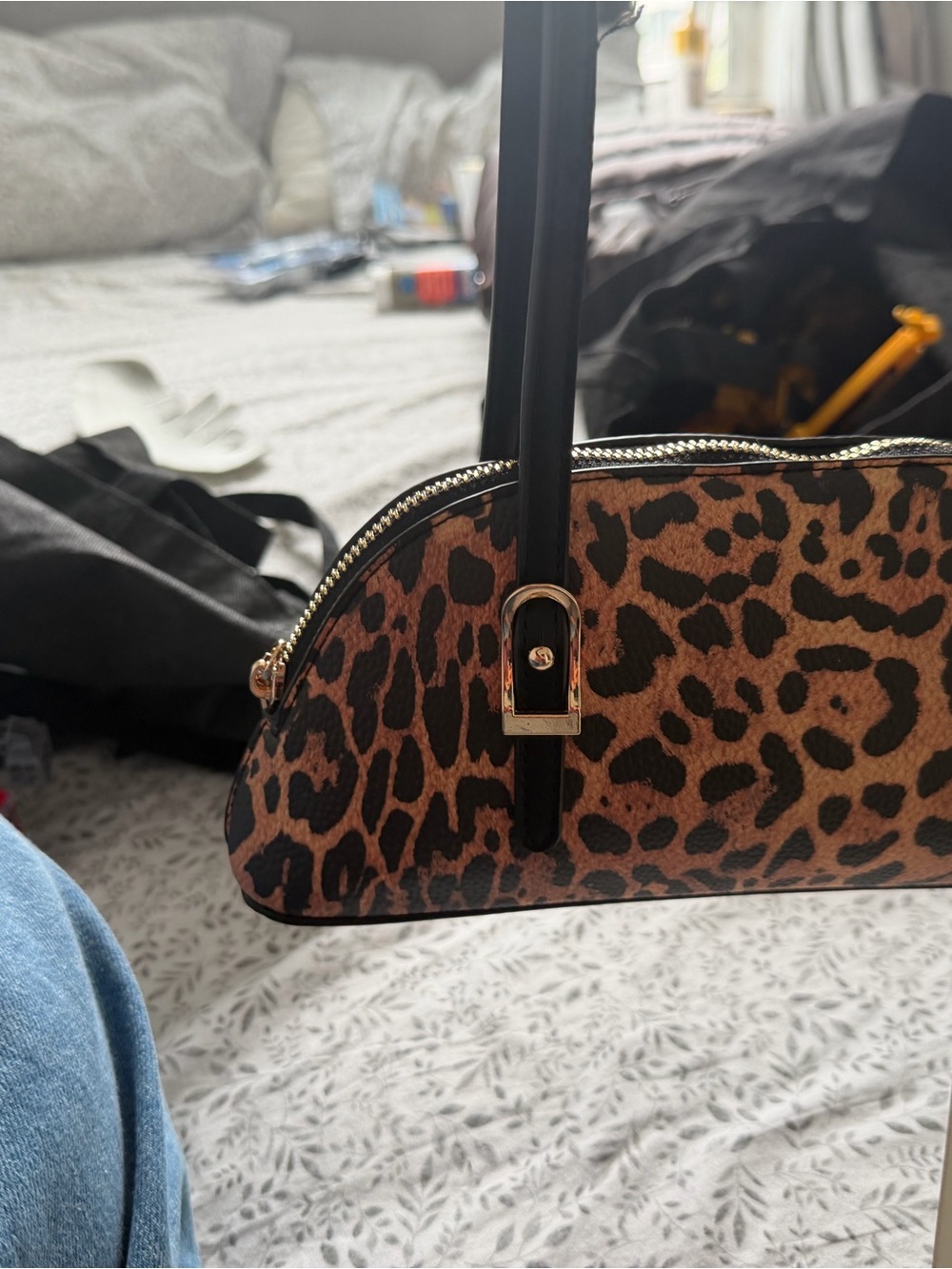 Madison West Leopard Print Mini Dome Bag - Brown & Black
